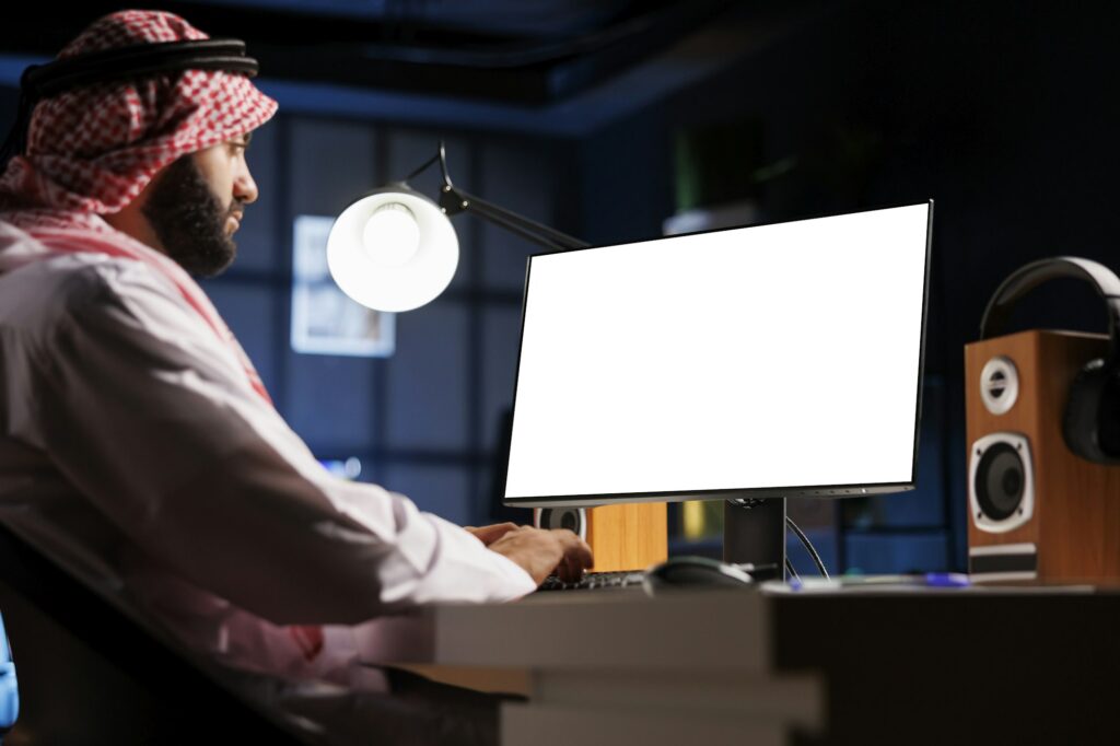 Man working on desktop computer